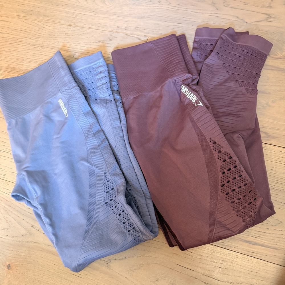 Gymshark Energy+ Seamless Leggings Bundle Small Blue Purple High Rise 2 Pack